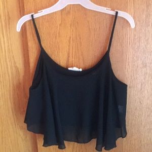 Black Flowy Crop Tank Top✨